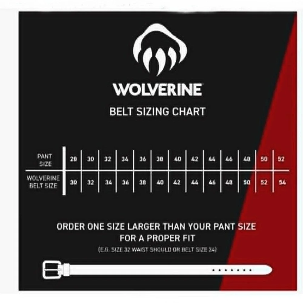 Wolverine Genuine Leather Men's Belt Size 52 High Quality Nickle Finish